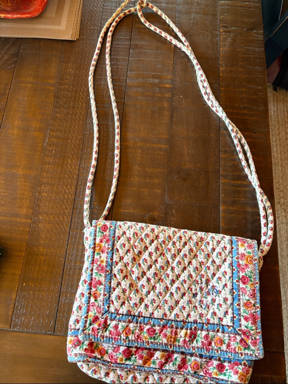 Vera Bradley Quilted Floral Crossbody in Cream and Pink